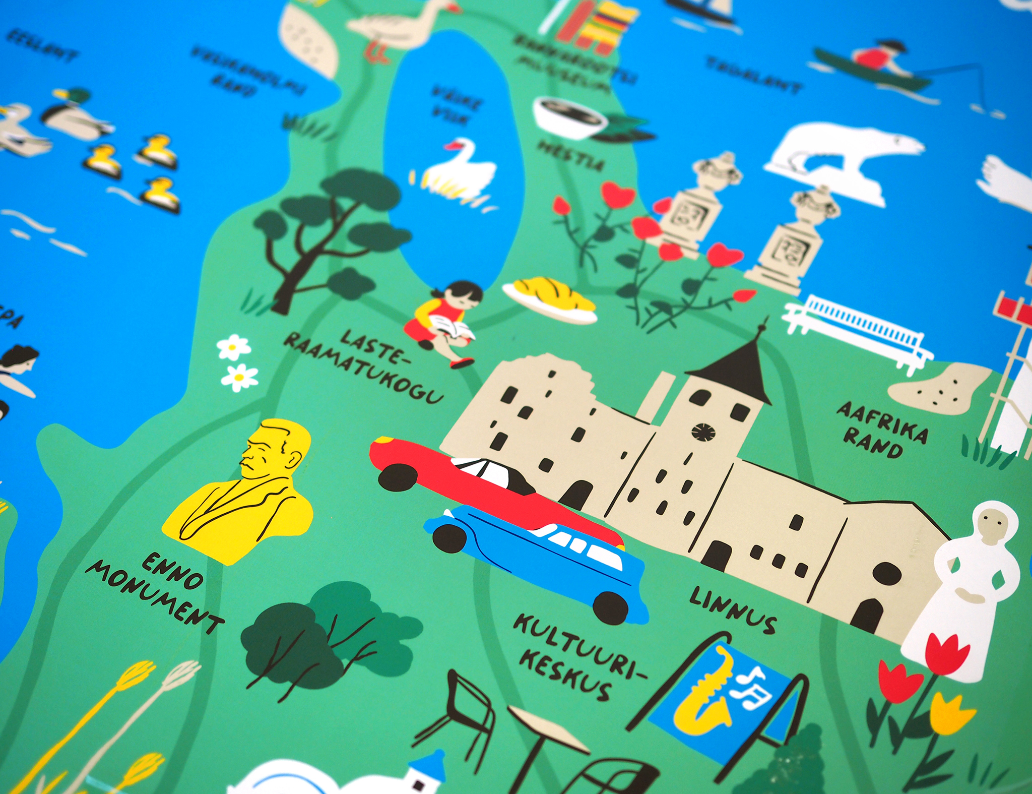 Lähivaade Haapsalu linnuse ja teiste illustratsioonide detailidest